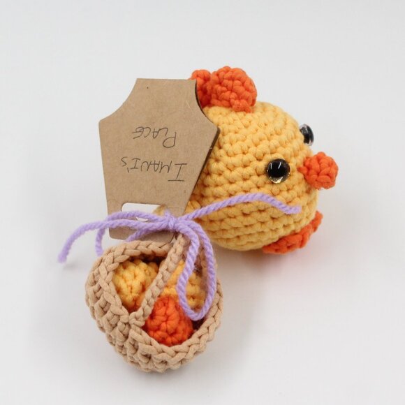 Handmade Crochet Amigurumi Chick and Egg Basket Stuffed Plush Toy - Picture 2 of 3